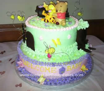 Homemade Baby Winnie The Pooh Shower Cake