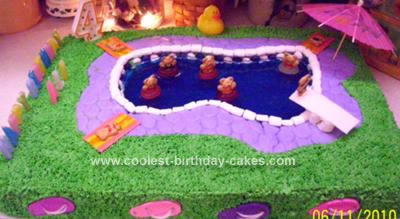 Homemade Backyard Pool Party Birthday Cake