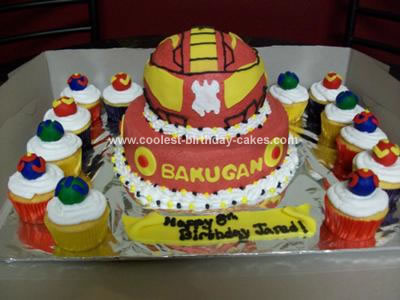 Homemade Bakugan Birthday Cake & Cupcakes
