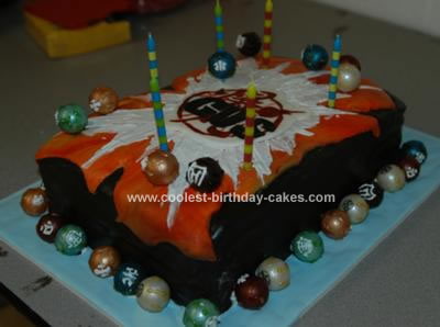Homemade Bakugan Card Cake with lots of Bakugan Balls