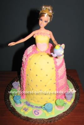 Homemade Barbie Tea Party Birthday Cake