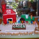 Homemade Barn and Tractor Birthday Cake