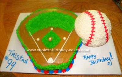 Homemade Baseball Field and Ball Cake