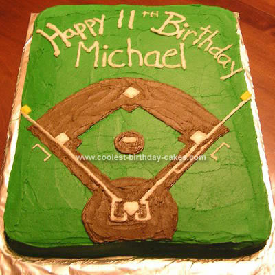 Homemade  Baseball Field Birthday Cake