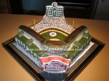 Homemade  Wrigley Baseball Field Birthday Cake