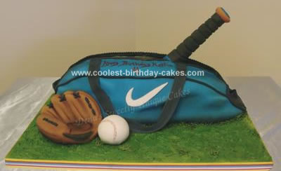 Homemade Baseball Sports Bag Cake