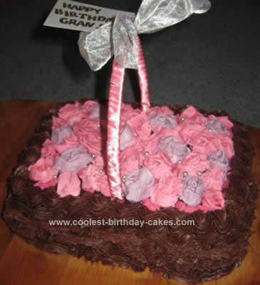 Homemade  Basket of Roses Birthday Cake