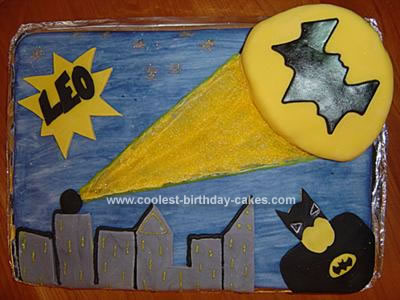 Homemade Batman and Batsignal Cake