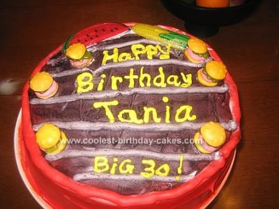 Homemade BBQ Theme Birthday Cake