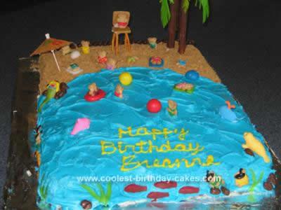 Homemade Beach Scene Birthday Cake