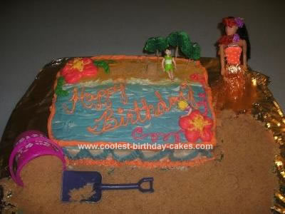Homemade Beach Themed Birthday Cake