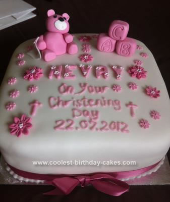 Homemade Bear Christening Cake