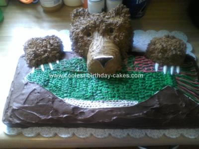 Homemade Bear Cub Birthday Cake