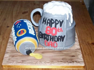 Homemade Beer Tankard and Beer Can Birthday Cake