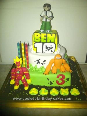 Homemade Ben 10 and Aliens Birthday Cake