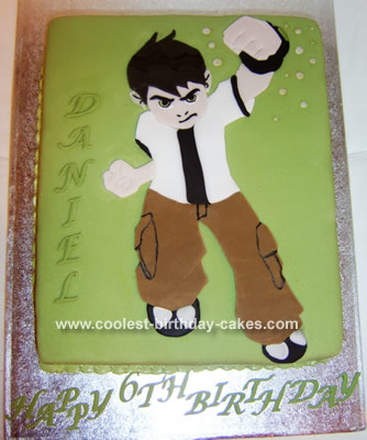 Cool Homemade Ben 10 Cake with Cut-Out Fondant Image