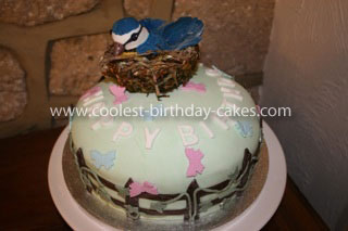Homemade Bird in Nest Birthday Cake