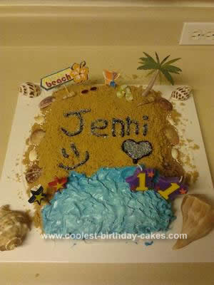 Homemade Birthday Beach Bash Cake