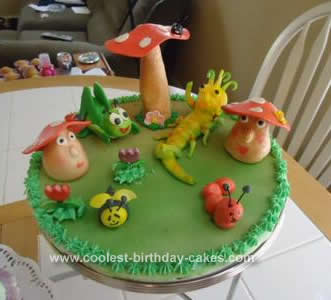 Homemade Birthday Bug & Butterfly Cupcake Cake