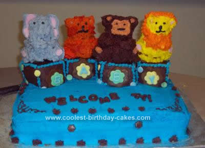 Homemade  Blocks Animals Baby Shower Cake