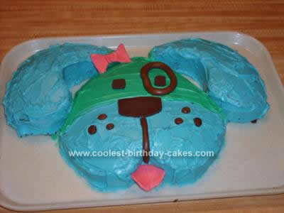 Homemade Blue Dog Birthday Cake Design