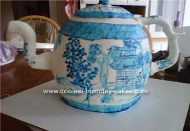 Homemade Blue Willow Tea Pot Cake