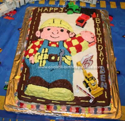 Homemade Bob the Builder Under Construction Cake