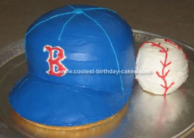 Homemade Boston Red Socks Cap Birthday Cake
