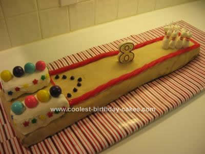 Homemade Bowling Lane Birthday Cake