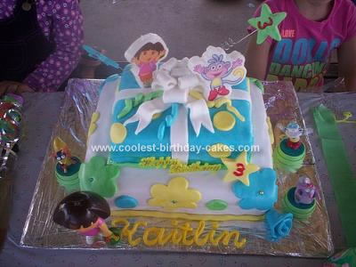 Homemade Dora Box  Birthday Cake
