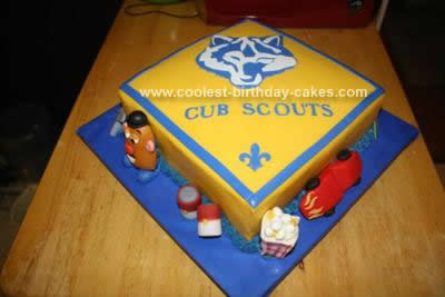 Homemade Boy Scout Blue and Gold Banquet Cake