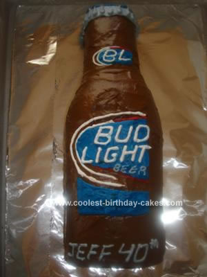 Homemade Bud Light Beer Bottle Cake