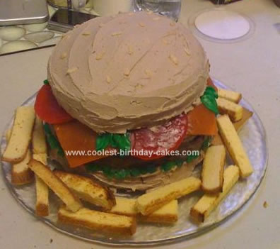 Homemade Burger And Fries Birthday Cake