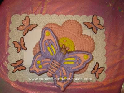 Homemade Butterflies and Daisies Birthday Cake