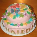 Homemade Butterfly and Flowers Birthday Cake