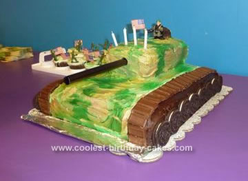 Homemade Camo Tank Birthday Cake