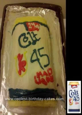 Homemade Can of Colt 45 Birthday Cake