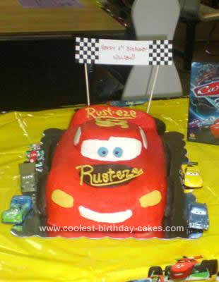 Homemade Cars Lightning McQueen Birthday Cake