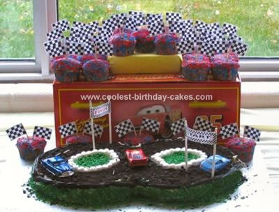 Homrmade Cars Racetrack Birthday Cake