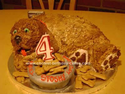 Homemade Carved Doggie Birthday Cake