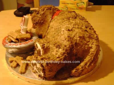 Homemade Carved Doggie Birthday Cake
