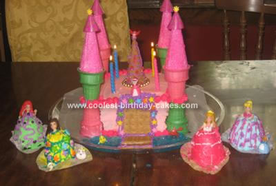 Homemade Castle Cake With Mini Princess Doll Cakes