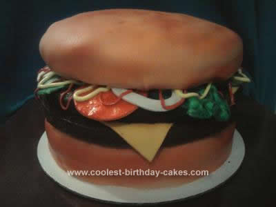 Homemade  Cheeseburger Birthday Cake Design