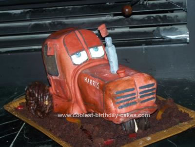 Homemade Chewall Tractor Cake from the Movie Cars