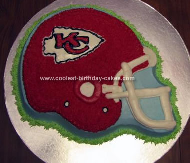 Homemade Chiefs Helmet Cake