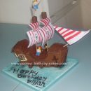 Homemade Chocolate Pirate Ship Birthday Cake