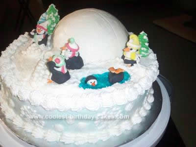 Homemade  Christmas Penguins Cake
