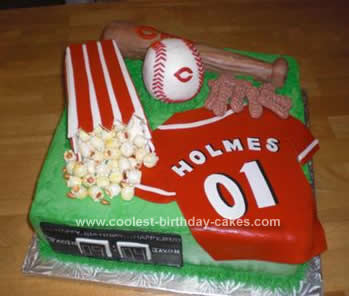 Homemade Cincinnati Reds Birthday Cake