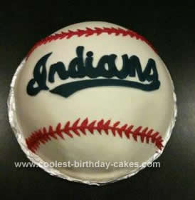 Homemade Cleveland Indians Baseball Cake