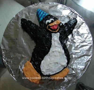 Homemade Club Penguin Birthday Cake
